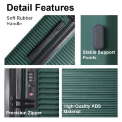 FURNIinspire Bag And Luggage Sets 3 Piece Travel Hard Shell Luggage, Lightweight Rolling Suitcases With Wheels, Green, 20.67"*11.61"*29.92" -Home Haven Furniture Store GUEST 24f9026b d8c0 4a34 885e 3e0b1da30ed5