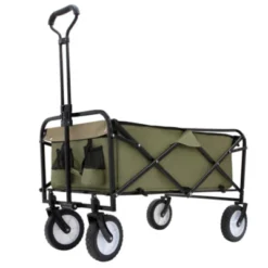 FURNIinspire Outdoor Serving Carts 360lbs Collapsible Foldable Wagon Cart With Strapping System For Camping Shopping, Green, 35.04"*21.65"*38.98" -Home Haven Furniture Store GUEST 254d5236 5473 418b a35a 3e68ca280000