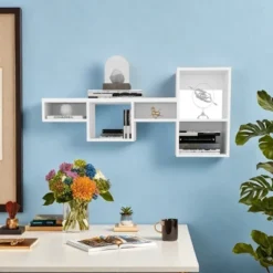 FURNIinspire Utility Storage Shelves 47" Wall Shelf, Cube Shelf Modular Shelf, Living Room Storage Shelf, Shelving Unit, White, 47.2"*9.9"*22" -Home Haven Furniture Store GUEST 25a32369 19a5 47dc 9388 7586ceaec828