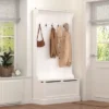 FURNIinspire Hall Trees Standing Clothes Rack Coat Rack Entryway Bench With Shoe Storage, 5 Hooks, Entryway Organizer, White, 13.4"*37.8"*70.9" -Home Haven Furniture Store GUEST 273824d7 a025 4df2 9ab5 cfc075724dc5