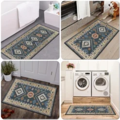 FURNIinspire Floor Mats 2 Piece Farmhouse Kitchen Rug Washable Area Rugs Non Skid Bohemian Mat For Hallway Entryway, Blue, 60"*20" -Home Haven Furniture Store GUEST 274484b9 d5ca 4905 820d 8f4c4a86d215