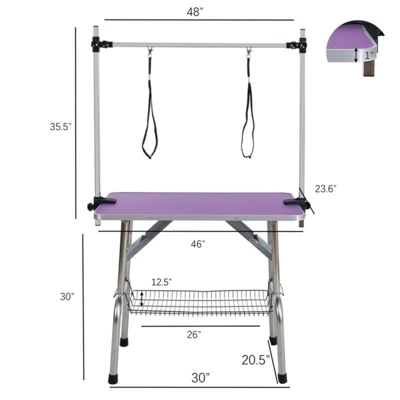 FURNIinspire Pet Grooming Tools Foldable Pet Grooming Table For Pet Large Dogs And Cats With Adjustable, Bathing Station, Purple, 48"*23.6"*65.5" 6 FURNIinspire Pet Grooming Tools Foldable Pet Grooming Table For Pet Large Dogs And Cats With Adjustable, Bathing Station, Purple, 48"*23.6"*65.5" - Image 4