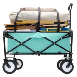 FURNIinspire Outdoor Serving Carts 360lbs Collapsible Foldable Wagon Cart With Strapping System For Camping Shopping, Blue, 35.04"*21.65"*38.98" -Home Haven Furniture Store GUEST 283b8d1e dc26 429e bf14 f7382b9cd94d