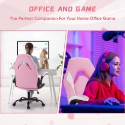 FURNIinspire Task And Office Chairs Pu Leather Office Chair Swivel Computer Gaming Chair With Lumbar Support, Pink And White, 25"*28"*46" 9 FURNIinspire Task And Office Chairs Pu Leather Office Chair Swivel Computer Gaming Chair With Lumbar Support, Pink And White, 25"*28"*46" -Home Haven Furniture Store GUEST 286c66dd 8e11 47c9 aa77 bf55a83b9528
