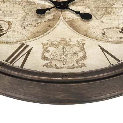 FURNIinspire Wall Clocks Round Living Room Roman Numeral Clock Decorative Hanging Clock Vintage Timepiece Home Decor, Brown, 20"*20"*2" 6 FURNIinspire Wall Clocks Round Living Room Roman Numeral Clock Decorative Hanging Clock Vintage Timepiece Home Decor, Brown, 20"*20"*2" - Image 4