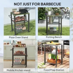 FURNIinspire Outdoor Grills, Griddles And Smokers Functional Outdoor Kitchen Station With Locking Wheels, Storage Shelves, Black, 37.4"*27.6"*19.7" -Home Haven Furniture Store GUEST 29261a87 9a1d 4b42 ad1b f48c93b361d6