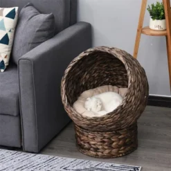 FURNIinspire Pet Crates And Houses Cat Bed With Cushions, Cat Basket Bed, High Cat House, Comfy Kitty Basket House, Gray, 16.5"*19.75"*23.5" -Home Haven Furniture Store GUEST 293b4e3a 0af0 4424 9336 9acb00d2ff70