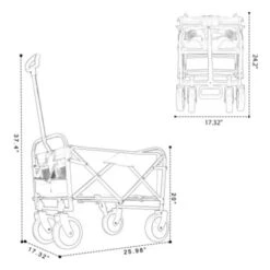FURNIinspire Outdoor Serving Carts Fish 250L Collapsible Wagon Beach Wagon With Big Wheels For Camping, Sports, Green, 25.98"*17.32"*37.4" -Home Haven Furniture Store GUEST 29793a55 85ab 4e82 a545 91a6578c0a8a 2