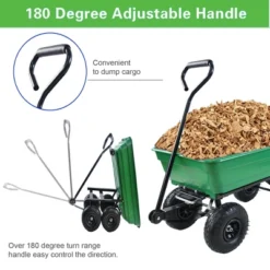 FURNIinspire Wheelbarrows And Lawn Carts Dump Carts With Steel Frame, Yard Utility Dump Wagon Lawn Cart For Soil, Firewood, Green, 43“*20"*39" -Home Haven Furniture Store GUEST 2ab851c6 9723 4351 9b59 ee5543c1aa27