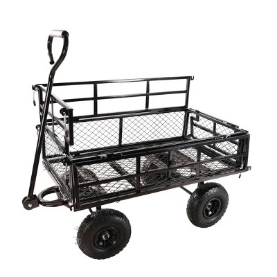 FURNIinspire Wheelbarrows And Lawn Carts Double Fence Utility Cart Wagon Cart Garden Cart, Ideal For Outdoor Activities, Black, 41“*20"*39" 3 FURNIinspire Wheelbarrows And Lawn Carts Double Fence Utility Cart Wagon Cart Garden Cart, Ideal For Outdoor Activities, Black, 41“*20"*39"