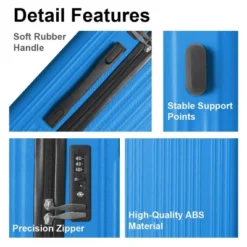 FURNIinspire Bag And Luggage Sets 3 Piece Rolling Luggage, Hard Shell Travel Suitcases Set With Wheels Telescopic Handle, Blue, 21.06"*11.42"*30.12" -Home Haven Furniture Store GUEST 2b1e569f 14bd 4018 b176 88d332143e3d