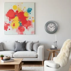 FURNIinspire Wall Clocks 30inch Modern Round Wall Clock Decorative Living Room Vintage Wall Decor For Bedroom, Metal Frame, Blue, 30"*30"*2" -Home Haven Furniture Store GUEST 2bf0d298 a901 4003 9370 a7a3dd9f127b