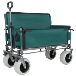 FURNIinspire Outdoor Serving Carts 3-in-1 Folding Wagon With Bench Seat 500lbs Capacity, Beach Tires For Camping Beach, Green, 40.94"*25.2"*44.29" -Home Haven Furniture Store GUEST 2c5f1c73 7f4e 4fe4 8c93 d55fa39998b9