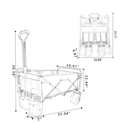 FURNIinspire Outdoor Serving Carts Fish 400L Collapsible Wagon Beach Wagon With Big Wheels For Camping, Sports, Blue, 35.04"*24.41"*38.58" 4 FURNIinspire Outdoor Serving Carts Fish 400L Collapsible Wagon Beach Wagon With Big Wheels For Camping, Sports, Blue, 35.04"*24.41"*38.58" - Image 2