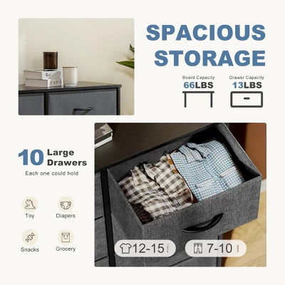 FURNIinspire Dressers 10 Drawer Fabric Tall Dresser Tower Closet Storage Chest Of Drawers For Bedroom Nursery, Grey, 11.8"*31.4"*45.6" 5 FURNIinspire Dressers 10 Drawer Fabric Tall Dresser Tower Closet Storage Chest Of Drawers For Bedroom Nursery, Grey, 11.8"*31.4"*45.6" - Image 3