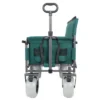 FURNIinspire Outdoor Serving Carts 3-in-1 Folding Wagon With Bench Seat 500lbs Capacity, Beach Tires For Camping Beach, Green, 40.94"*25.2"*44.29"
