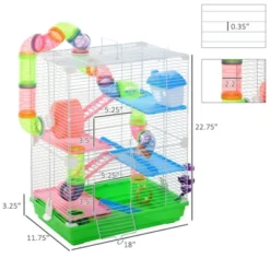 FURNIinspire 5 Tier Hamster Cage,Portable Carry Handle,Rat Gerbil Cage With Food Dish, Exercise Wheel,18"*11,75"*22.75" -Home Haven Furniture Store GUEST 306e9473 1297 46ac 9581 cdbd8c01f6a1