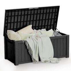 FURNIinspire Deck Boxes, 120 Gallon Waterproof Deck Box Lockable Storage Container For Patio Furniture, Garden Tools, Black, 54.3"*26.5"*24.2" -Home Haven Furniture Store GUEST 317d8d75 4d67 4ca0 bfe5 7b732664b1a6
