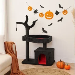 FURNIinspire Pet Tower 44.5 Inch Heavy Duty Gothic Cat Tree Tower Indoor Large Condo, Halloween Pet Activities Platform, Black , 15.8"*27.6"*44.5" -Home Haven Furniture Store GUEST 32161ff0 b0b3 4568 b8b4 d3dd38a2546e