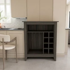 FURNIinspire Wine Racks Bar Cabinet, Wine Cabinet, Sideboard Kitchen Cupboards With Open Shelf, Wine Rack, Brown, 17.7"*32.5"*37.07" -Home Haven Furniture Store GUEST 329e956f 76a9 4ea7 89b6 013f85e0cba9