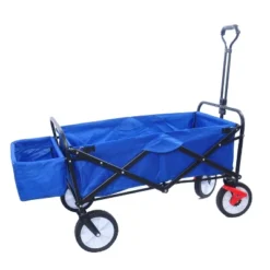 FURNIinspire Wheelbarrows And Lawn Carts Folding Wagon Collapsible Outdoor Utility Wagon, Lawn Car With Adjustable Handles, Blue, 53“*20"*43" -Home Haven Furniture Store GUEST 32b4e555 ad3f 420e a0dd b22423c7ed49