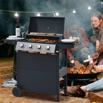 FURNIinspire Outdoor Grills, Griddles And Smokers Professional 4 Burner Gas Grill, Stainless Steel BBQ With Pizza Oven, Black, 27.2"*18.1"*15" 6 FURNIinspire Outdoor Grills, Griddles And Smokers Professional 4 Burner Gas Grill, Stainless Steel BBQ With Pizza Oven, Black, 27.2"*18.1"*15" - Image 4