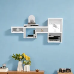 FURNIinspire Utility Storage Shelves 47" Wall Shelf, Cube Shelf Modular Shelf, Living Room Storage Shelf, Shelving Unit, White, 47.2"*9.9"*22" -Home Haven Furniture Store GUEST 34114e09 10d1 49ff b1b4 c04b8f8ba4bf