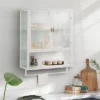 FURNIinspire Kitchen And Dining Cabinets Modern Wall Cabinet Closet Pantry Cabinets With Glass Door, Shelf, Towel Rack, White, 9.06"*23.62"*30.71" -Home Haven Furniture Store GUEST 34227b1b 413b 48c8 99cb 8f1fd82a6a58