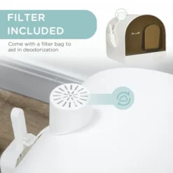 FURNIinspire Pet Training Pads And Potties Indoor Covered Litter Box, Self Cleaning Litter Box With Tray, Scoop, Filter, White, 17.25"*17"*18.5" -Home Haven Furniture Store GUEST 343da353 db26 4ea6 8c23 7fa6827e5dfe