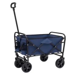 FURNIinspire Outdoor Serving Carts Minimeetall Extention Collapsible Foldable Wagon Cart For Camping Shopping 225lbs, Blue, 25.98"*17.32"*37.4"