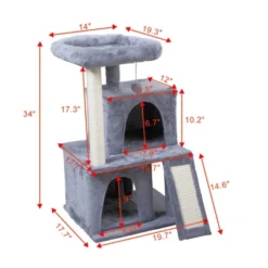 FURNIinspire Pet Tower Double Layer Cat Tree With Cat House And Ladder Light, Modern Cat Furniture, Gray, 19.70"*17.70"*34.00" 10 FURNIinspire Pet Tower Double Layer Cat Tree With Cat House And Ladder Light, Modern Cat Furniture, Gray, 19.70"*17.70"*34.00" -Home Haven Furniture Store GUEST 35231df3 5650 4780 94db ff61b3f90fd0