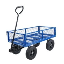 FURNIinspire Wheelbarrows And Lawn Carts Garden Utility Cart Wagon, Foldable Steel Transport Cart For Firewood, Yard Work, Blue, 37“*19"*40" -Home Haven Furniture Store GUEST 35d0cc4d 30c8 4889 abcf e61bb3702c0c