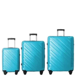 FURNIinspire Bag And Luggage Sets 3 Piece Textured Travel Luggage, Hard Suitcase Set With Wheels, Scratch-Resistant, Peacock Blue, 21.65"*13.19"*31.1" -Home Haven Furniture Store GUEST 36211b2d 5d4b 4d5c 83f4 75a06c4acffc