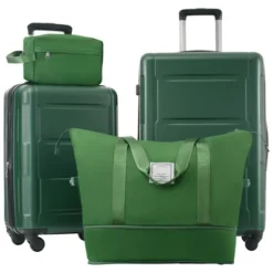 FURNIinspire Bag And Luggage Sets Luggage Set Travel Suitcase With Bags Spinner Wheels Abs Lightweight Suitcase, Green, 16"*10"*24" -Home Haven Furniture Store GUEST 36a2def2 076e 4adc 981e a242d22103cb