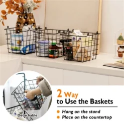 FURNIinspire Kitchen Racks 3 Tier Fruit Basket Stand, Steel Food Storage Rack Removable Wire Bowls With Non-Slip Pads, Black, 11"*12"*42.5" -Home Haven Furniture Store GUEST 3716e9ab 1b3c 43ff 9510 0ab78613603b