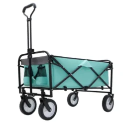 FURNIinspire Outdoor Serving Carts 360lbs Collapsible Foldable Wagon Cart With Strapping System For Camping Shopping, Blue, 35.04"*21.65"*38.98" -Home Haven Furniture Store GUEST 3762d8dd 454e 49fa a6ea 2cb903292817