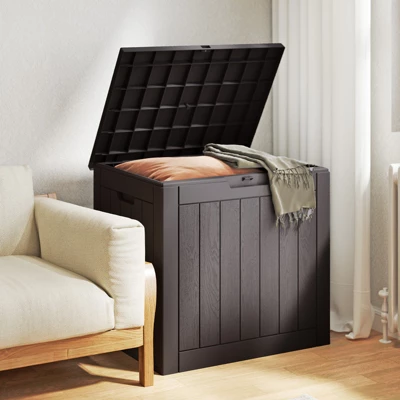 FURNIinspire Deck Boxes, Portable Storage Box With Waterproof Function For Patio Furniture, Garden Tools, All Weather Use, Brown, 22"*17.1"*20.9" 3 FURNIinspire Deck Boxes, Portable Storage Box With Waterproof Function For Patio Furniture, Garden Tools, All Weather Use, Brown, 22"*17.1"*20.9"