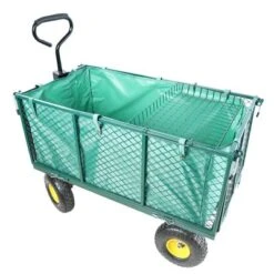 FURNIinspire Wheelbarrows And Lawn Carts Flower Cart Garden Flower Cart, Multi Function Wagon Cart With Handle, Green, 44“*20"*41"