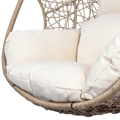 FURNIinspire Patio Swings Hanging Chair With Beige Seat Cushion, Outdoor Indoor Wicker Swing Egg Chair With Stand, Natural Color, 42“*47"*73" -Home Haven Furniture Store GUEST 38dd3f1d 6aad 4817 87cf f4f221c22937