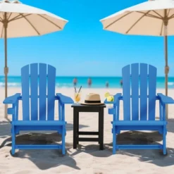 FURNIinspire Patio Accent Chairs Outdoor Folding 2PCS Chairs Adirondack Chair, Portable Chair With Handles For Backyard, Blue, 31.4"*29.6"*36.4" -Home Haven Furniture Store GUEST 3a765172 5fd7 4edf 9960 6518ceaa0a94