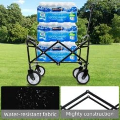FURNIinspire Outdoor Serving Carts Foldable Wagon Cart Beach Wagon Utility Wagon Grocery Cart 3pcs Plastic Liner Cover, Black, 25.98"*17.32"*37.4" -Home Haven Furniture Store GUEST 3bfb675b bb74 4647 a88e 450553b23977