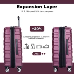 FURNIinspire Bag And Luggage Sets 5 Piece Expandable Hard Shell Suitcase Set Rolling Travel Luggage For Family, Dark Purple, 20.28"*11.42"*30.31" -Home Haven Furniture Store GUEST 3d089ca1 5151 4db0 9b45 bf2ee3235b15
