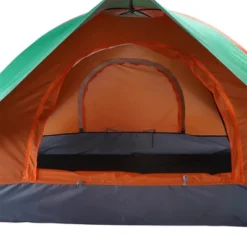 FURNIinspire Camping Tents 2 Person Dome Camping Tent With Double Door, Orange And Green Family Outdoor Tent, Multicolored, 78.75"*59"*43.25"