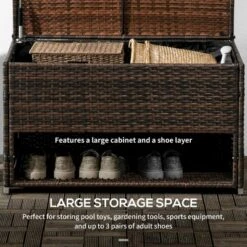 FURNIinspire Utility Storage Cabinet Outdoor Deck Box Shoe Storage PE Rattan Wicker Towel Rack With Liner Cushions, Brown, 39.80"*5.90"*25.00" 9 FURNIinspire Utility Storage Cabinet Outdoor Deck Box Shoe Storage PE Rattan Wicker Towel Rack With Liner Cushions, Brown, 39.80"*5.90"*25.00" -Home Haven Furniture Store GUEST 3f6798f9 bd6a 4834 9f23 5013c3b4e7fa