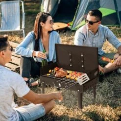 FURNIinspire Outdoor Grills, Griddles And Smokers Professional Square Charcoal Grill, Heavy Duty Portable BBQ System Patio, Black, 17.9"*12.79"*3.15" -Home Haven Furniture Store GUEST 3f92a257 3d0b 440e a8a8 56e71cb67a73