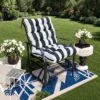 FURNIinspire Outdoor Seat Cushions 2 Pcs Set High Back Patio Chair Cushions, Blue And White Stripes Seat Cushion, Multicolored, 44"*22"*4"