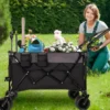 FURNIinspire Outdoor Serving Carts Multi Functional Push Pull Folding Wagon Cart With Rotating Handle All-Terrain Wheele, Black, 48.43"*22.83"*43.7" -Home Haven Furniture Store GUEST 3ff18634 f16c 499e bc08 d88d4fd868ef