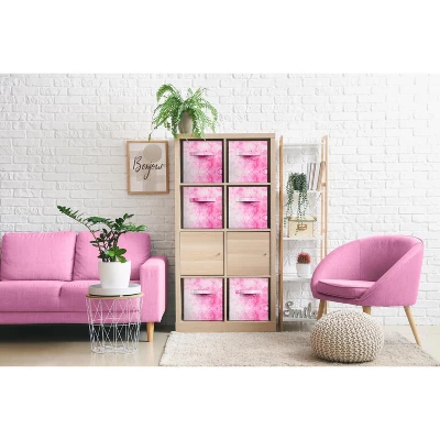 FURNIinspire Decorative Storage Bins Colorful Cube Storage Bin, Et Of 6 Foldable Collapsible Storage Box With Handles, Deep Pink, 10.5"*10.5"*11" 3 FURNIinspire Decorative Storage Bins Colorful Cube Storage Bin, Et Of 6 Foldable Collapsible Storage Box With Handles, Deep Pink, 10.5"*10.5"*11"