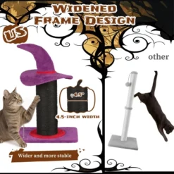 FURNIinspire Pet Tower Halloween Cat Tree Wizard Hat Cat Scratching Post, Cute Cat Toys Kitten Pet Furniture Indoor, Purple, 15.8"*11.8"*23.6" -Home Haven Furniture Store GUEST 40a2a933 e02d 40e7 9efc 36e73b50140c