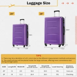 FURNIinspire Bag And Luggage Sets 2 Piece Luggage Set With Bags Spinner Wheels Abs Lightweight Suitcase With TSA Lock, Purple, 18"*12"*28" 9 FURNIinspire Bag And Luggage Sets 2 Piece Luggage Set With Bags Spinner Wheels Abs Lightweight Suitcase With TSA Lock, Purple, 18"*12"*28" -Home Haven Furniture Store GUEST 40a4b159 8788 4a41 9f0f 9219201f27c7